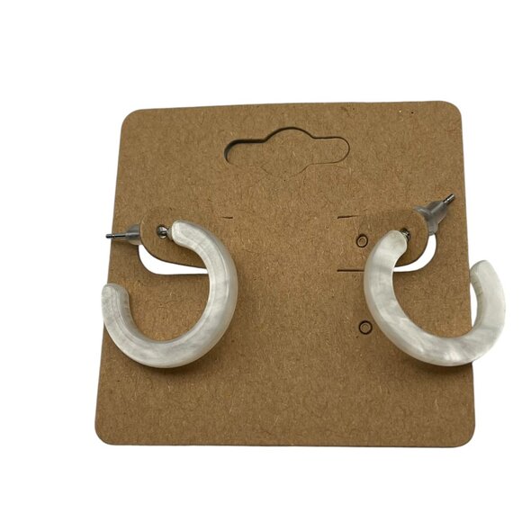 **Moon Stone Half Hoop C Shape Hanging Earrings - Picture 8 of 8